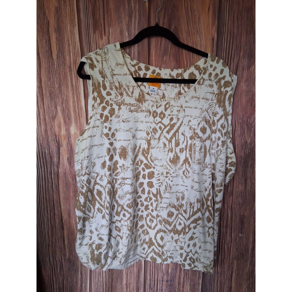 Ruby Rd sleeveless tank top script text and pattern size 1XL
